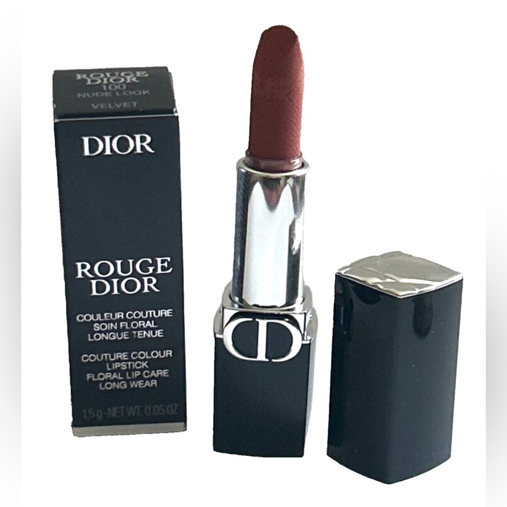 Dior Rouge Dior Lipstick in 100 Nude Look VELVET 1.5g Travel Mini Size BNIB - Picture 2 of 5